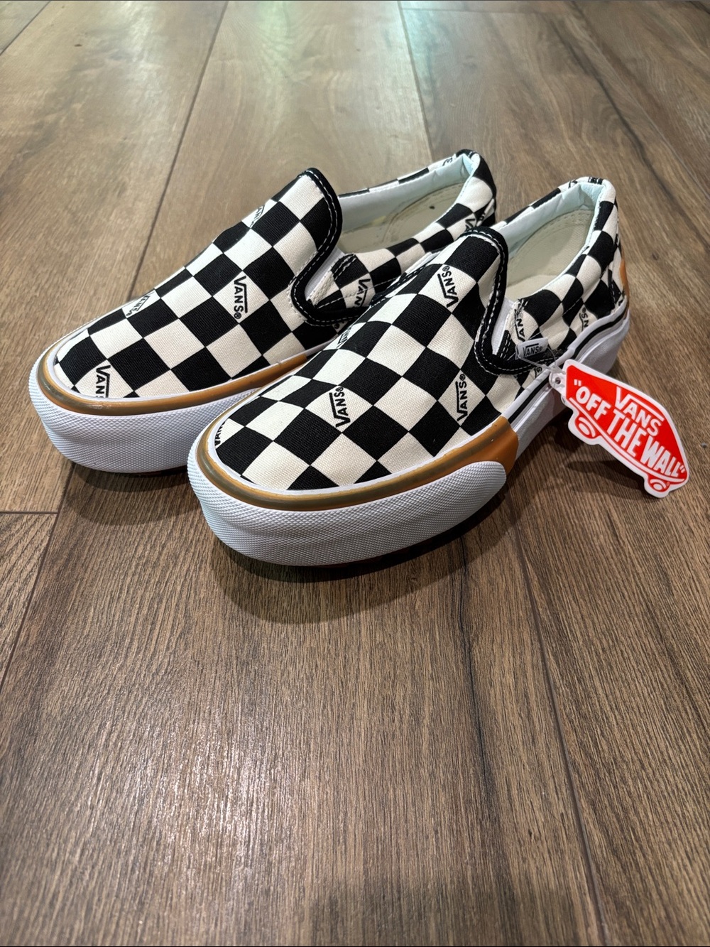 Vans Classic Slip-On Stacked 'Checkerboard' sneakers featuring a chunky platform